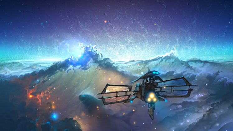 spaceship, Space, Colorful, Nebula, Stars HD Wallpaper Desktop Background