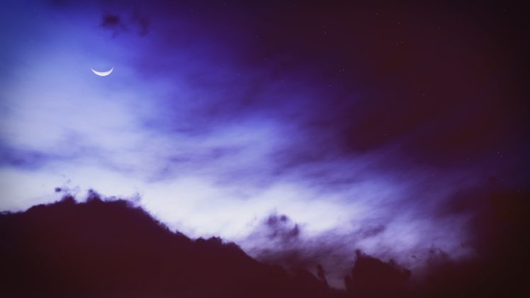 Moon, Dark, Blue, Clouds HD Wallpaper Desktop Background