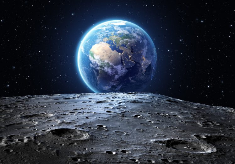 space, Andromeda, Earth, Moon HD Wallpaper Desktop Background