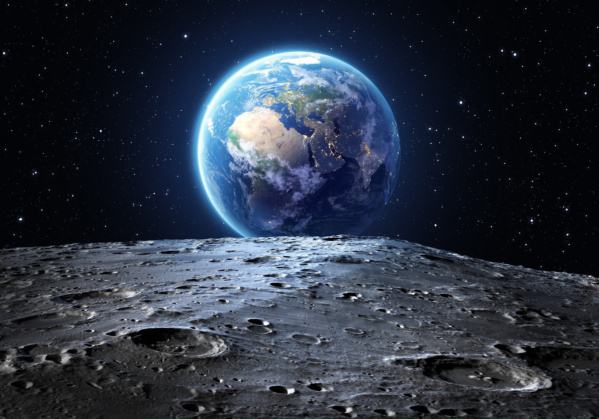 space, Andromeda, Earth, Moon Wallpaper