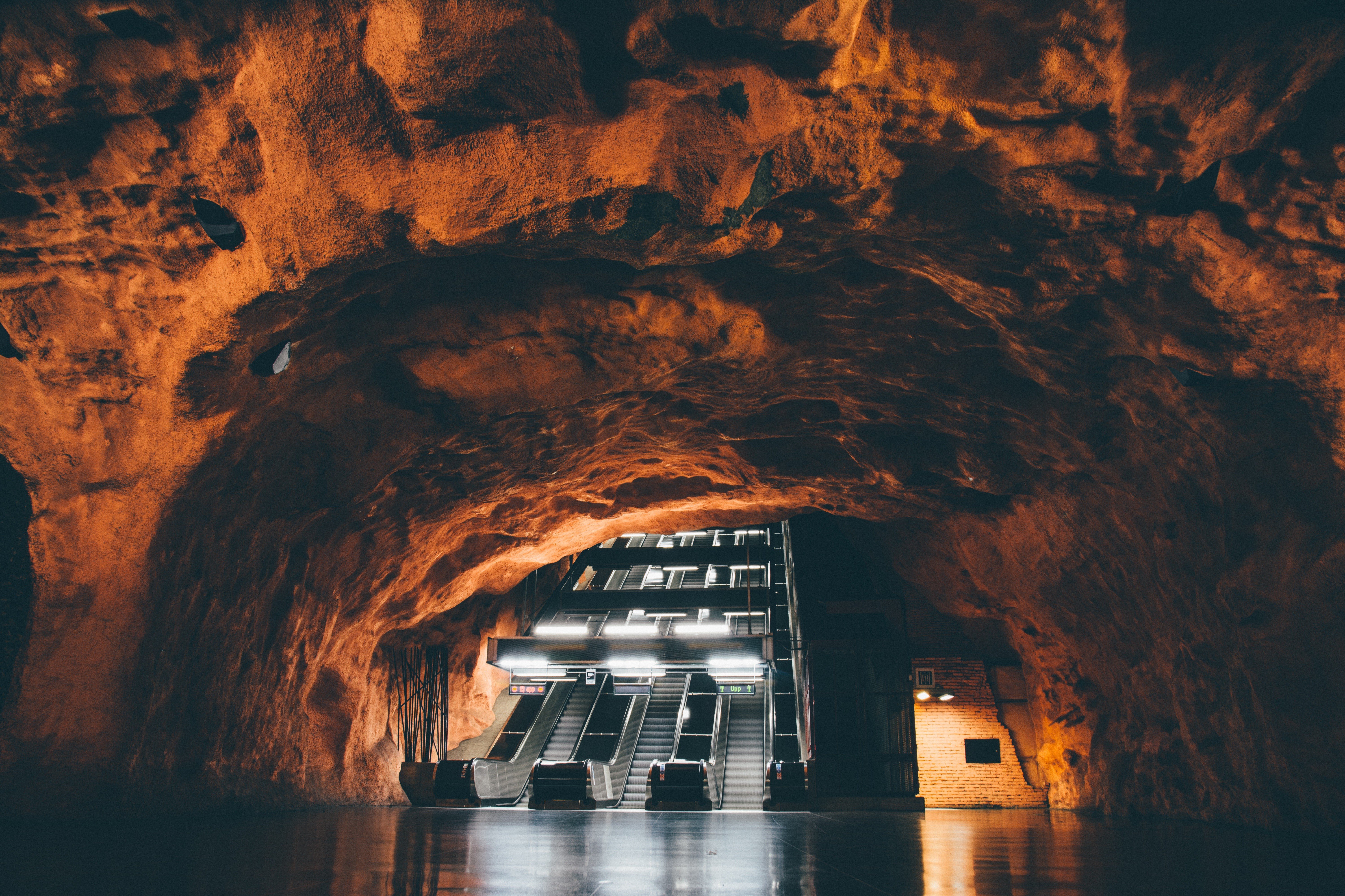 subway, Ladders, Staircase, Cave, Stockholm metro Wallpaper