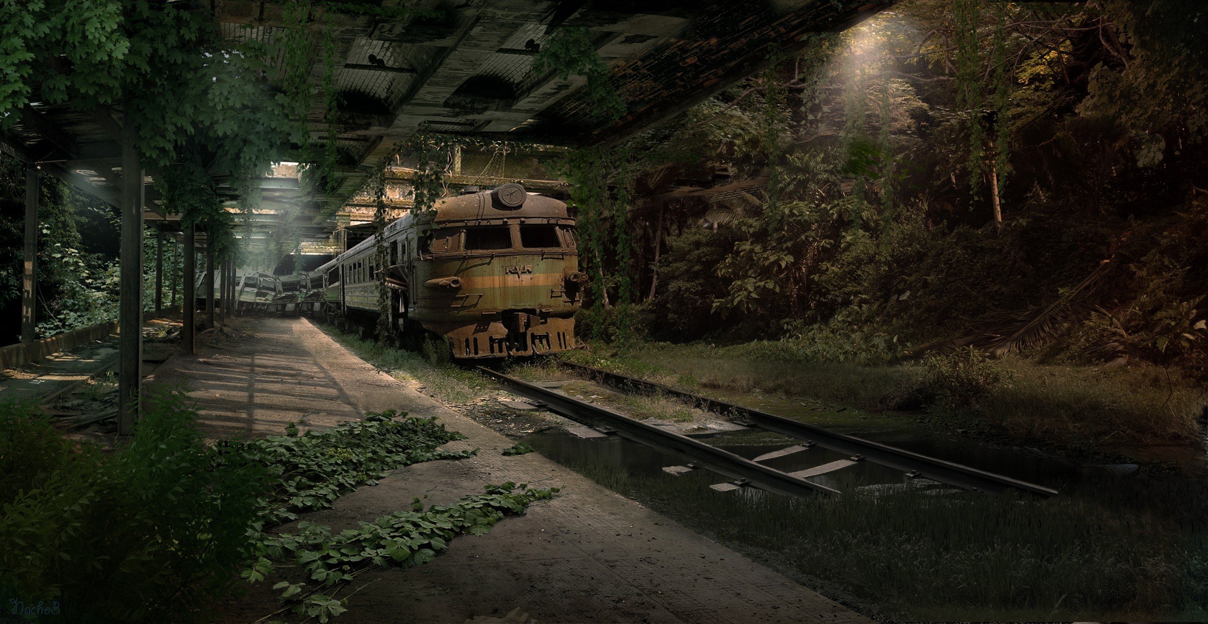 train, Digital art Wallpaper