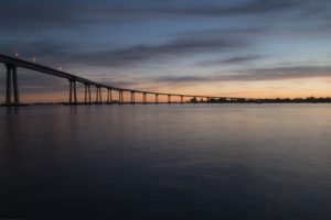 bridge, Water, Sunset