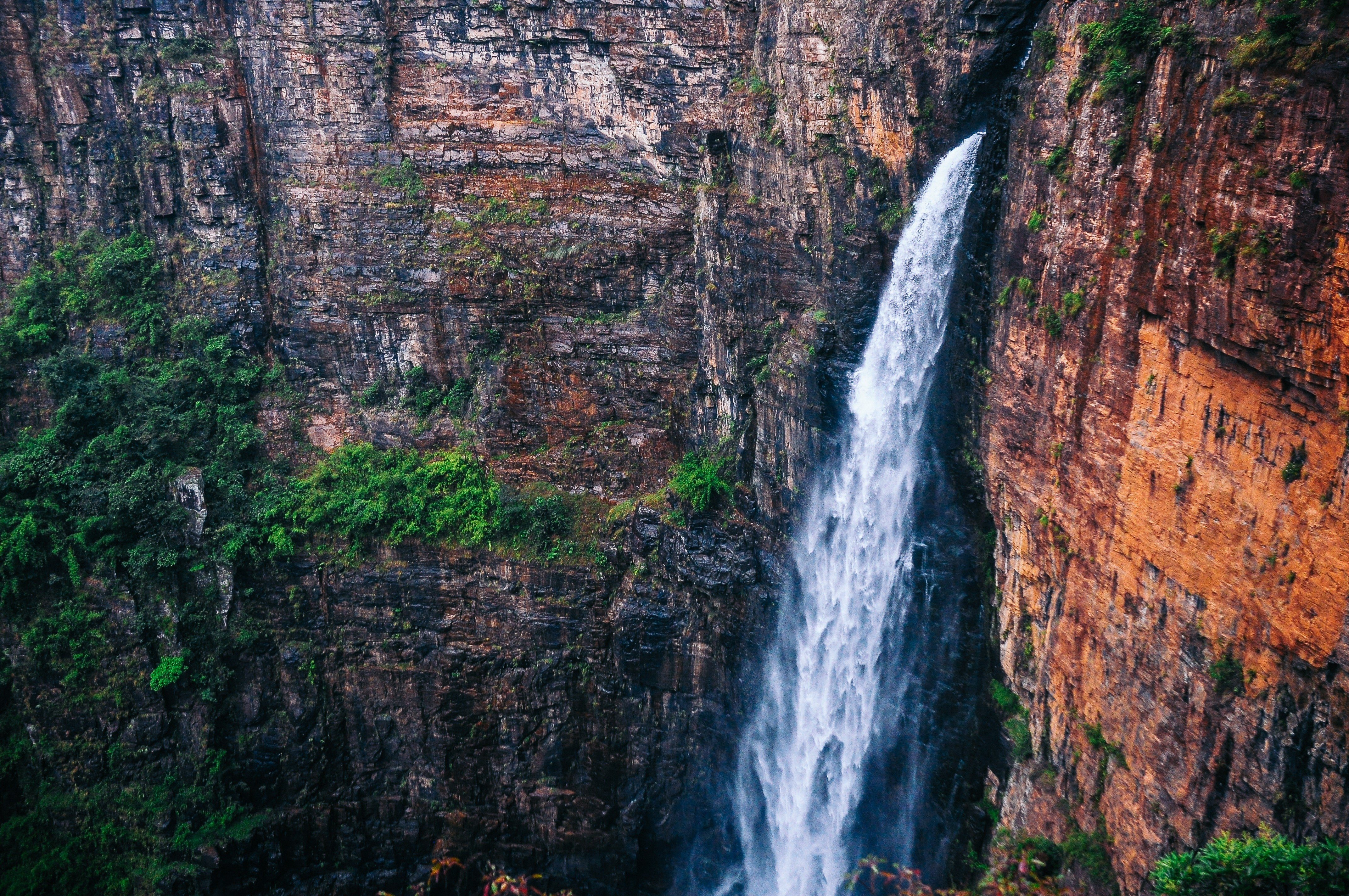 waterfall, Rock, Nature, Mountains Wallpaper