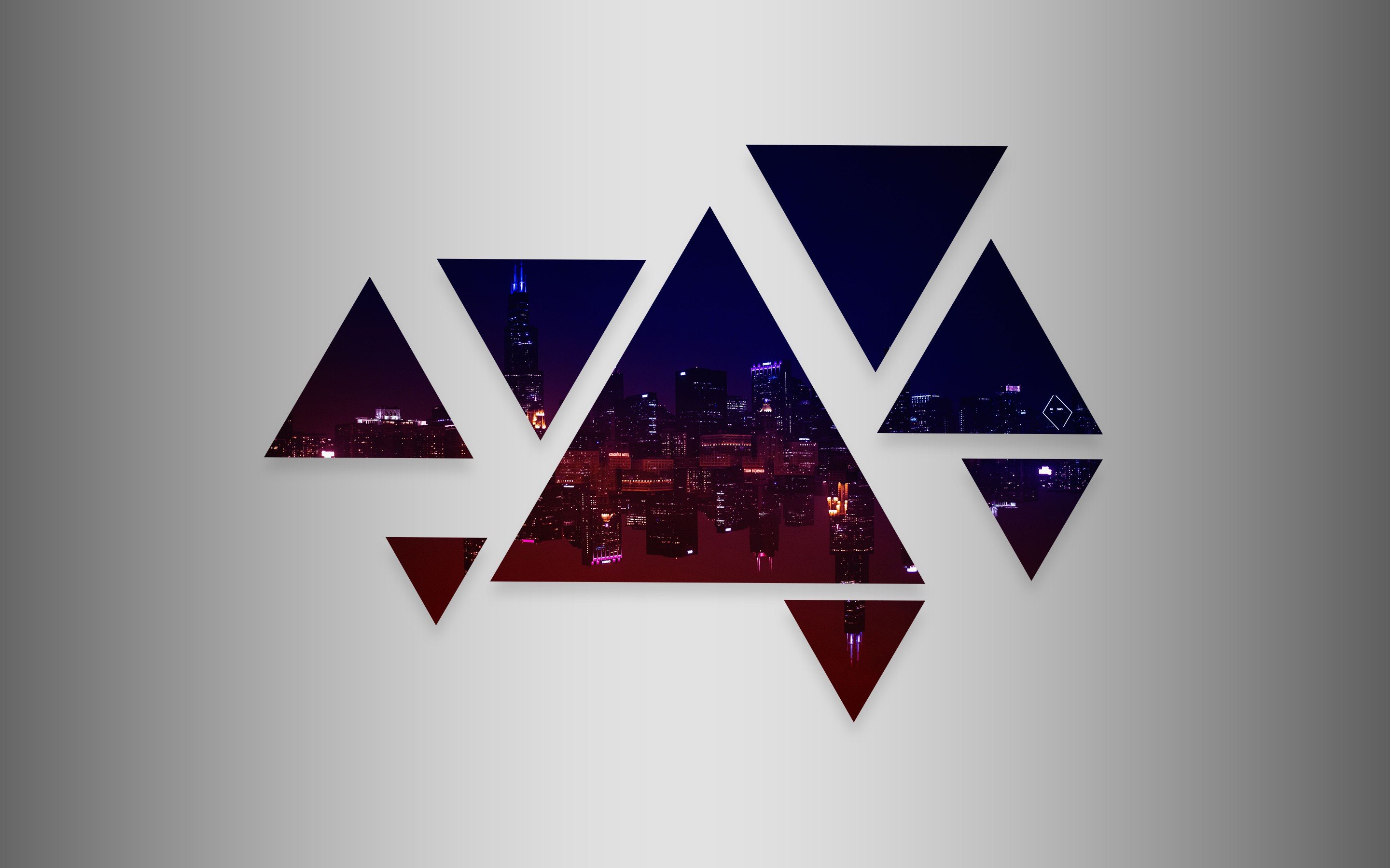 Chicago, Horizon, Cityscape, Abstract, Triangle, Colorful Wallpaper