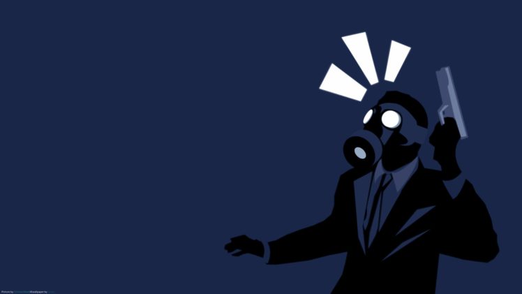 gas masks, Blue, Minimalism, Gun HD Wallpaper Desktop Background