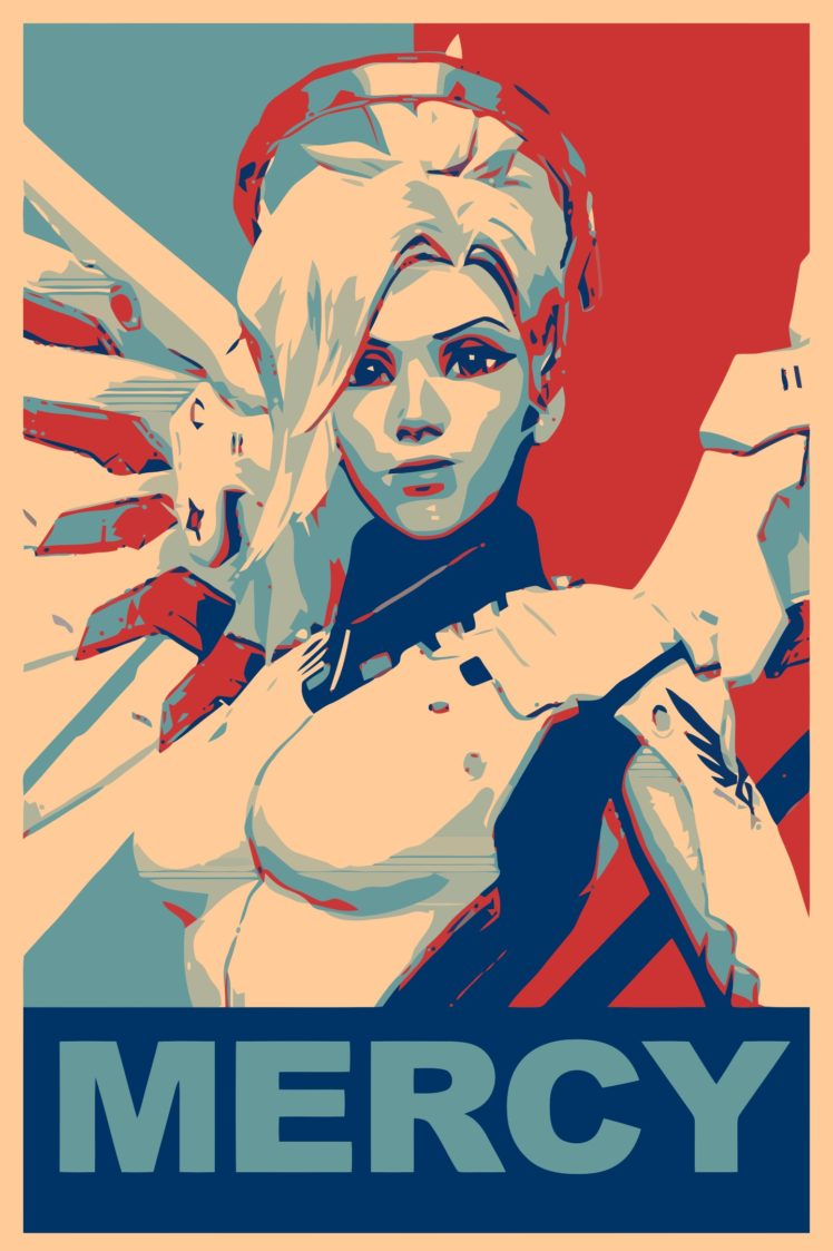 propaganda, Mercy (Overwatch), Overwatch, Gamer HD Wallpaper Desktop Background