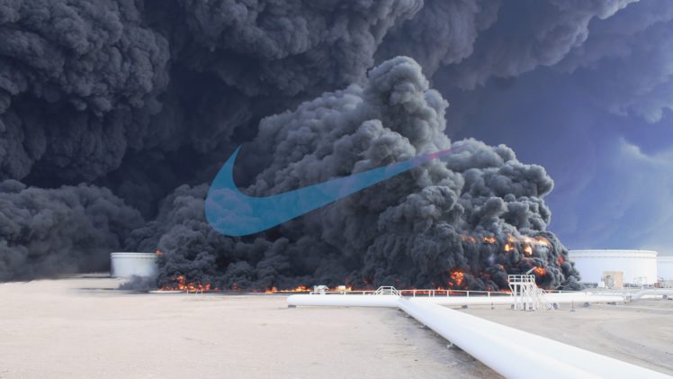 oil pump, Fire, Smoke, Nike, Logo, Syria, Sky HD Wallpaper Desktop Background