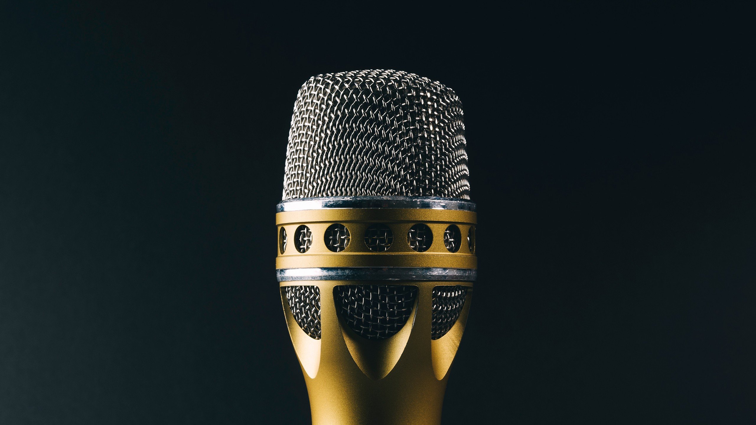 microphone, Music, Gold, Silver Wallpaper