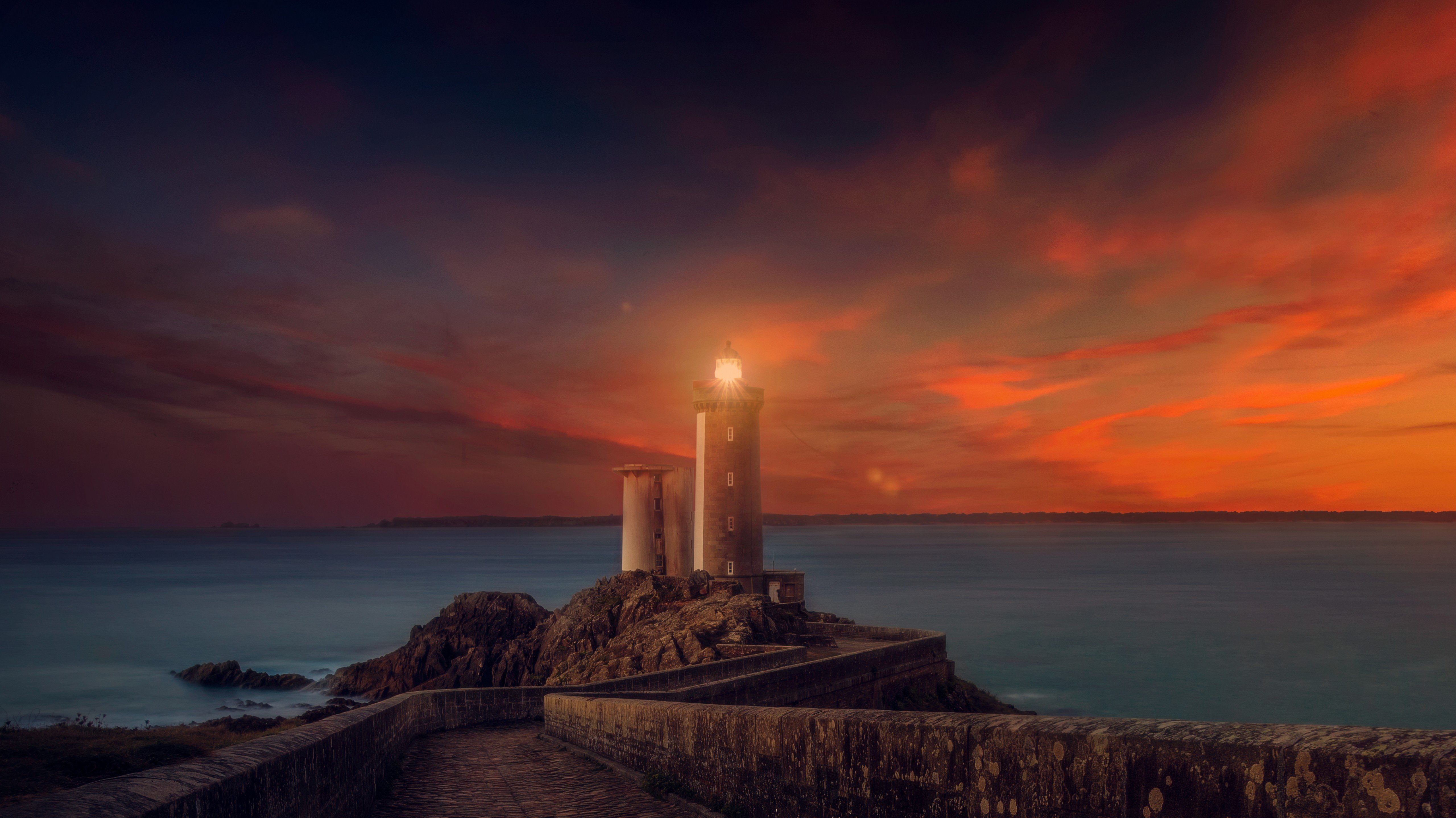 lighthouse, Sunset Wallpaper