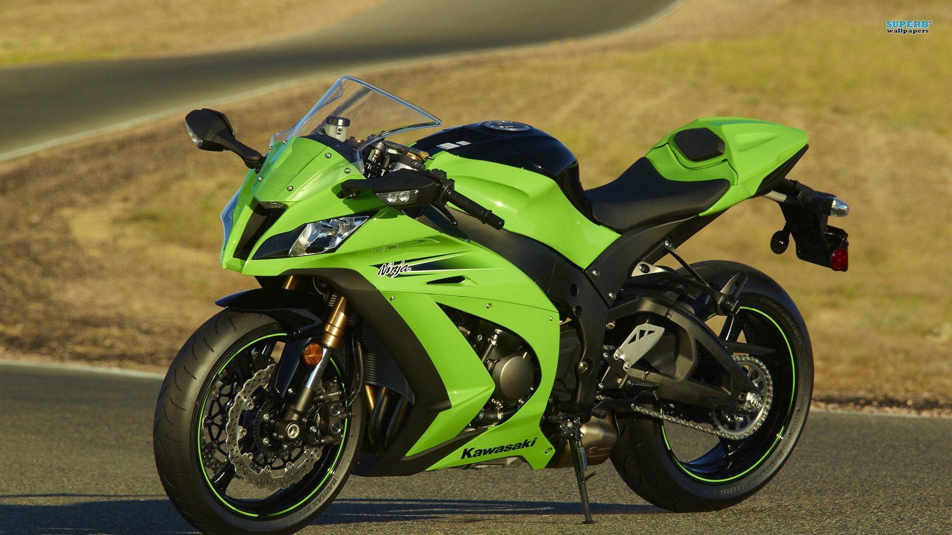 Kawasaki Ninja ZX 10R, Motorcycle, Green, Superbike Wallpaper