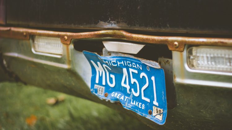 Michigan, Licence plates, Old car HD Wallpaper Desktop Background