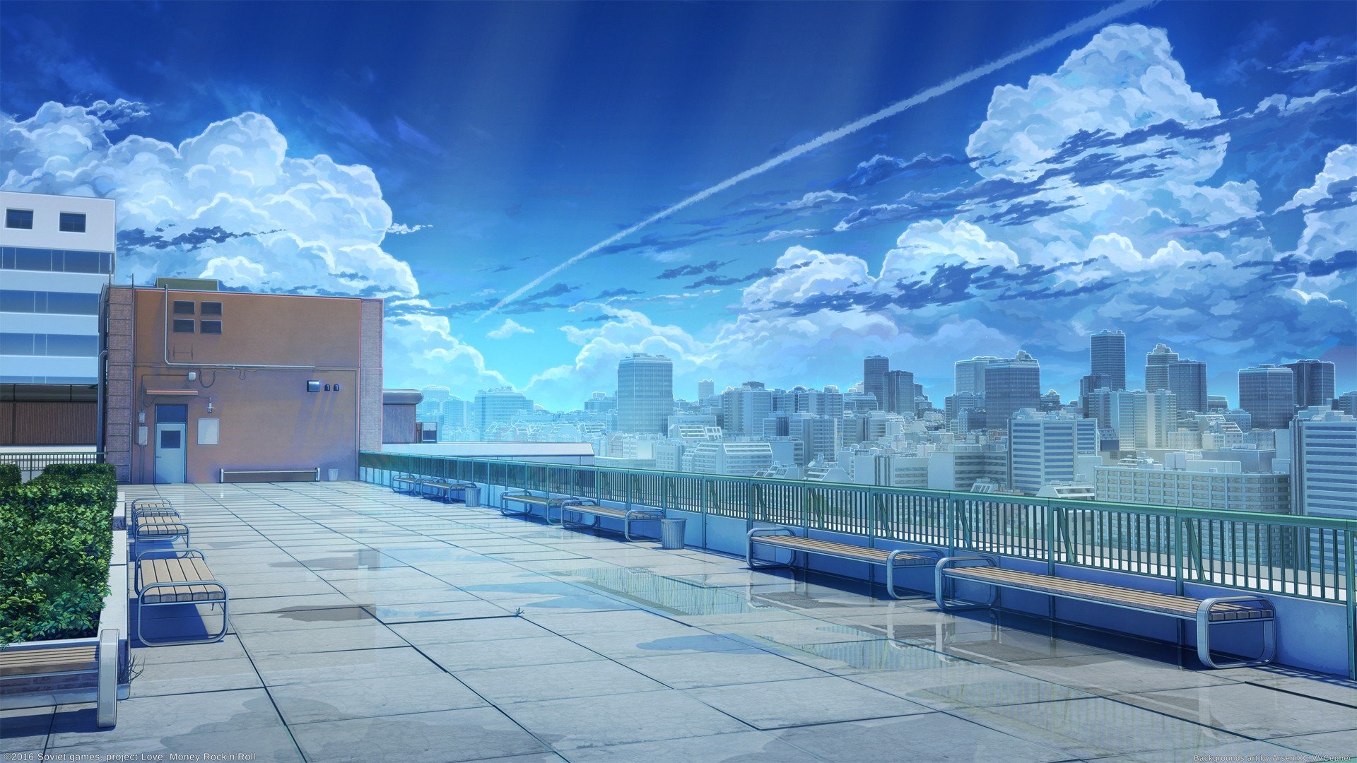 rooftops, School, Games art, Backgound, Anime art Wallpaper