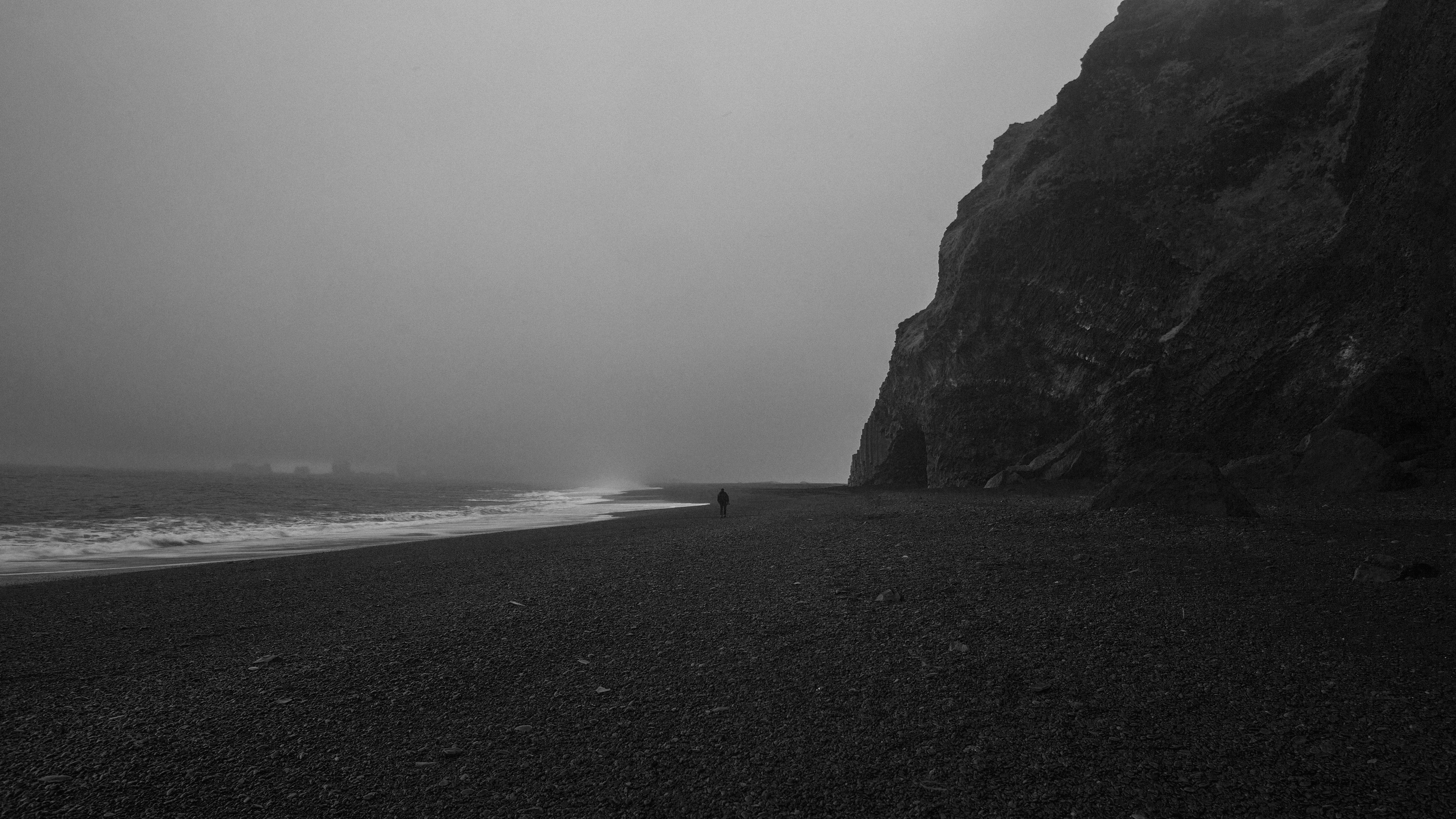 black sand, Shore Wallpaper