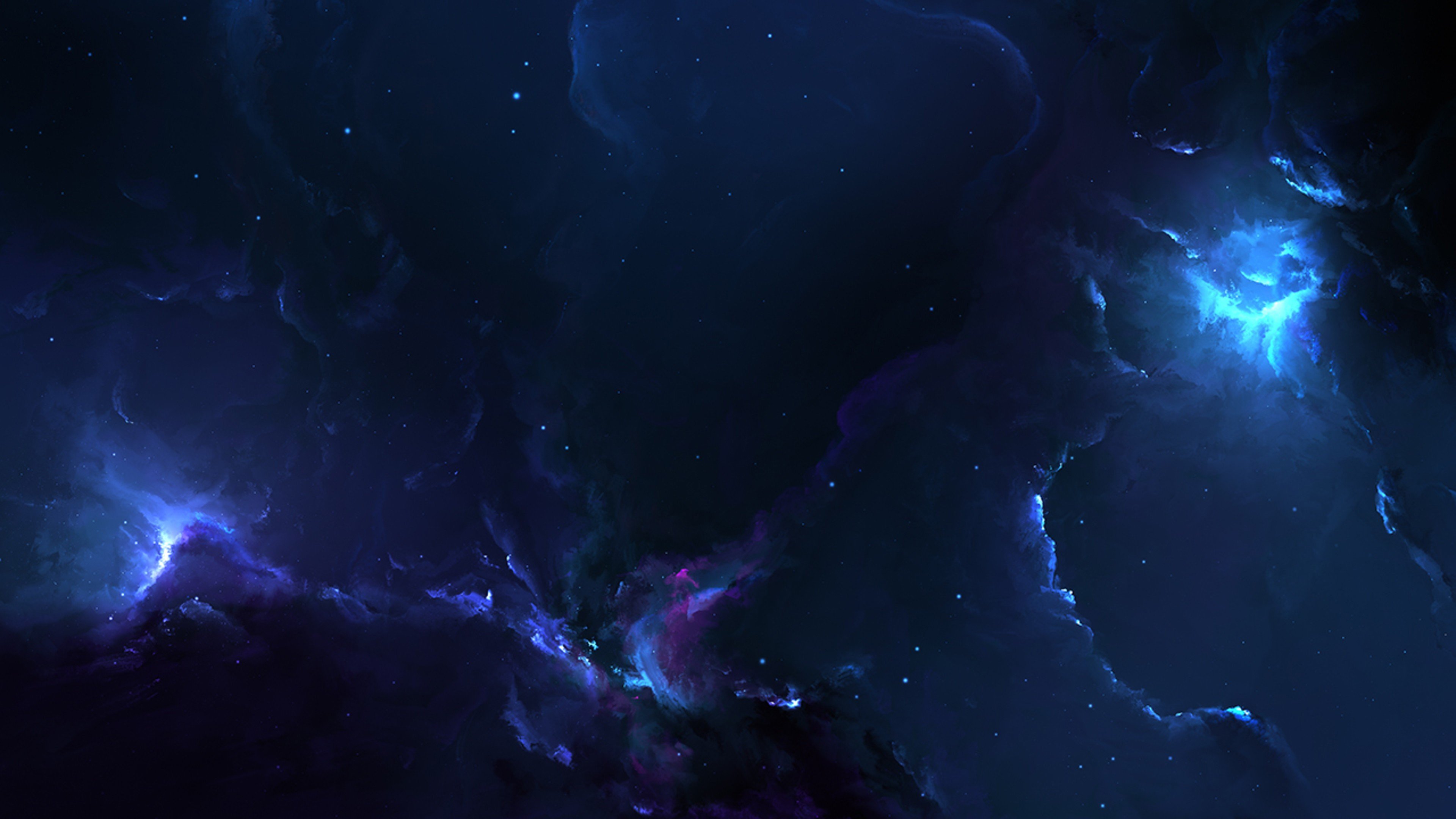 nebula, Space, Blue, Stars, 3D Wallpaper