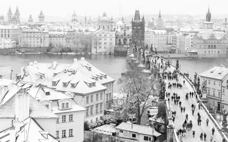 people, Cityscape, Prague, City, Winter HD Wallpaper Desktop Background