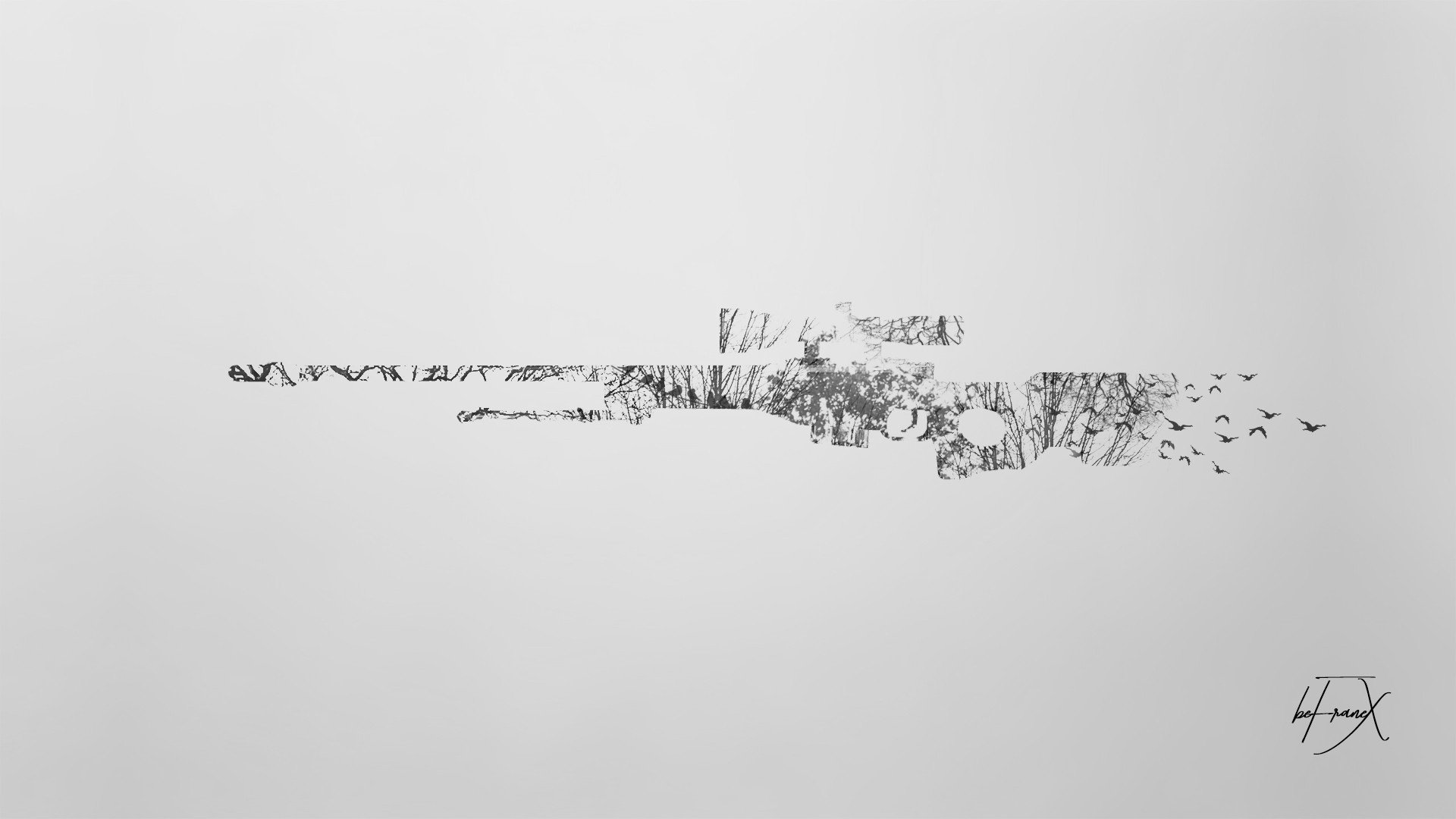 sniper rifle, Counter Strike: Global Offensive, Minimalism, Double exposure Wallpaper