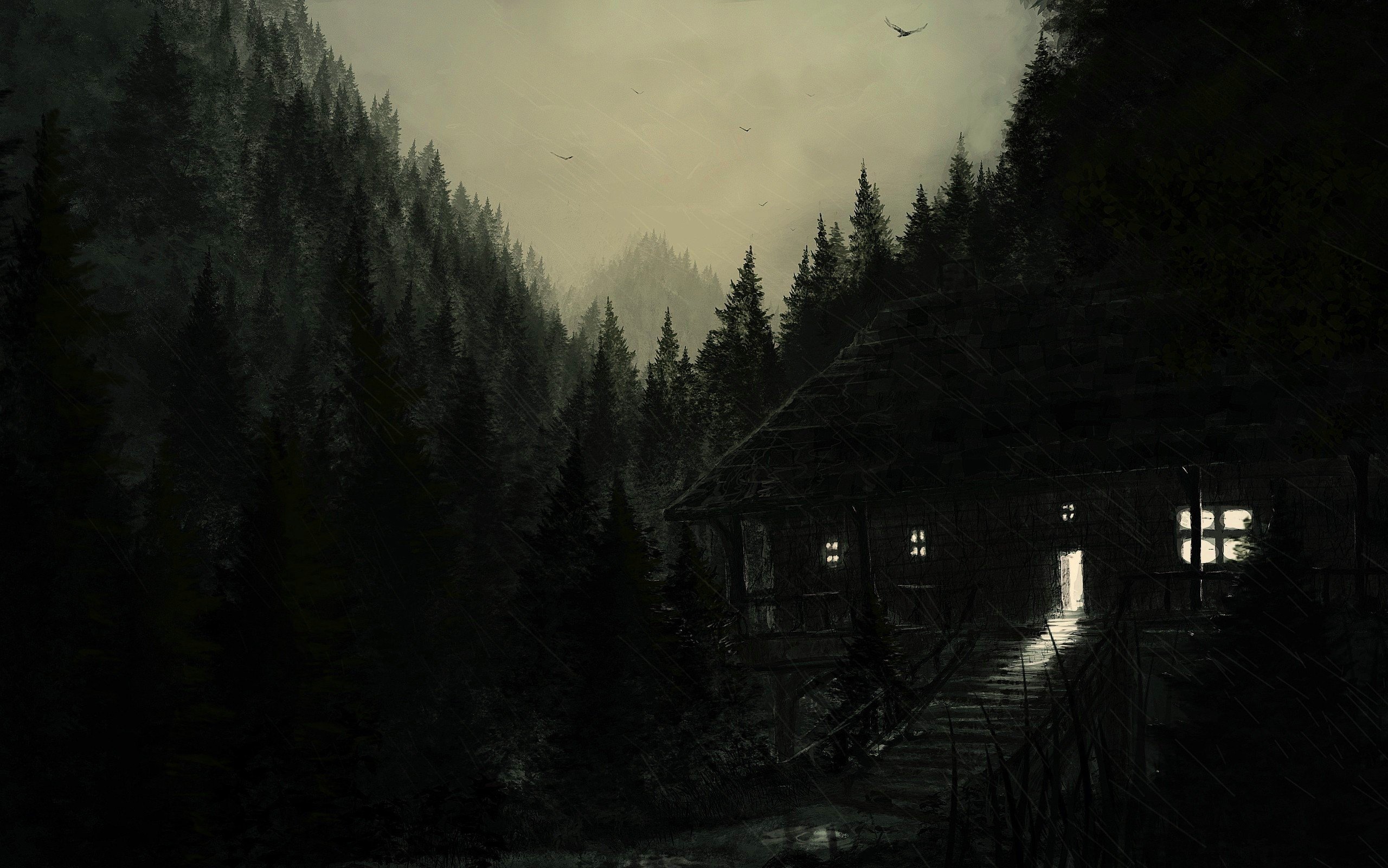 Dark Mountain Cabin Fantasy Wallpaper  Imágenes españoles