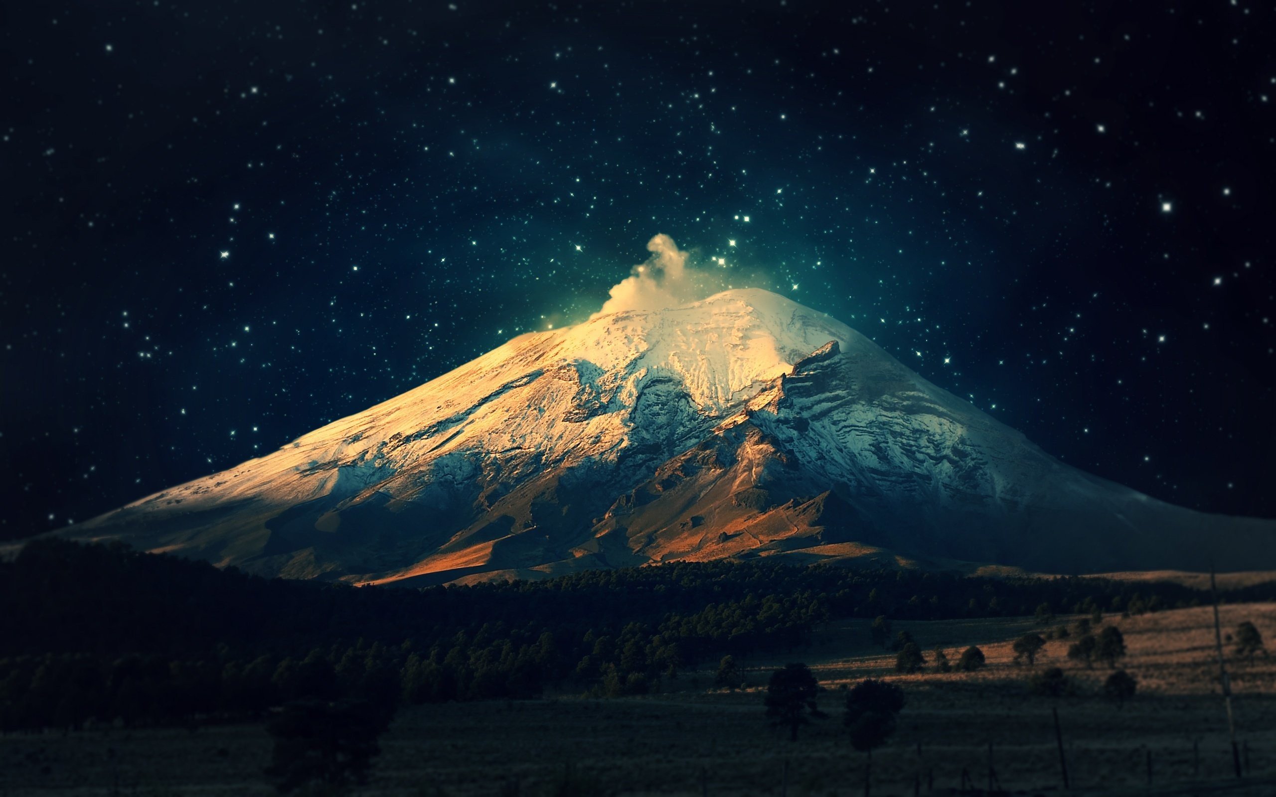 mountains, Sky, Stars, Mount Fuji Wallpaper