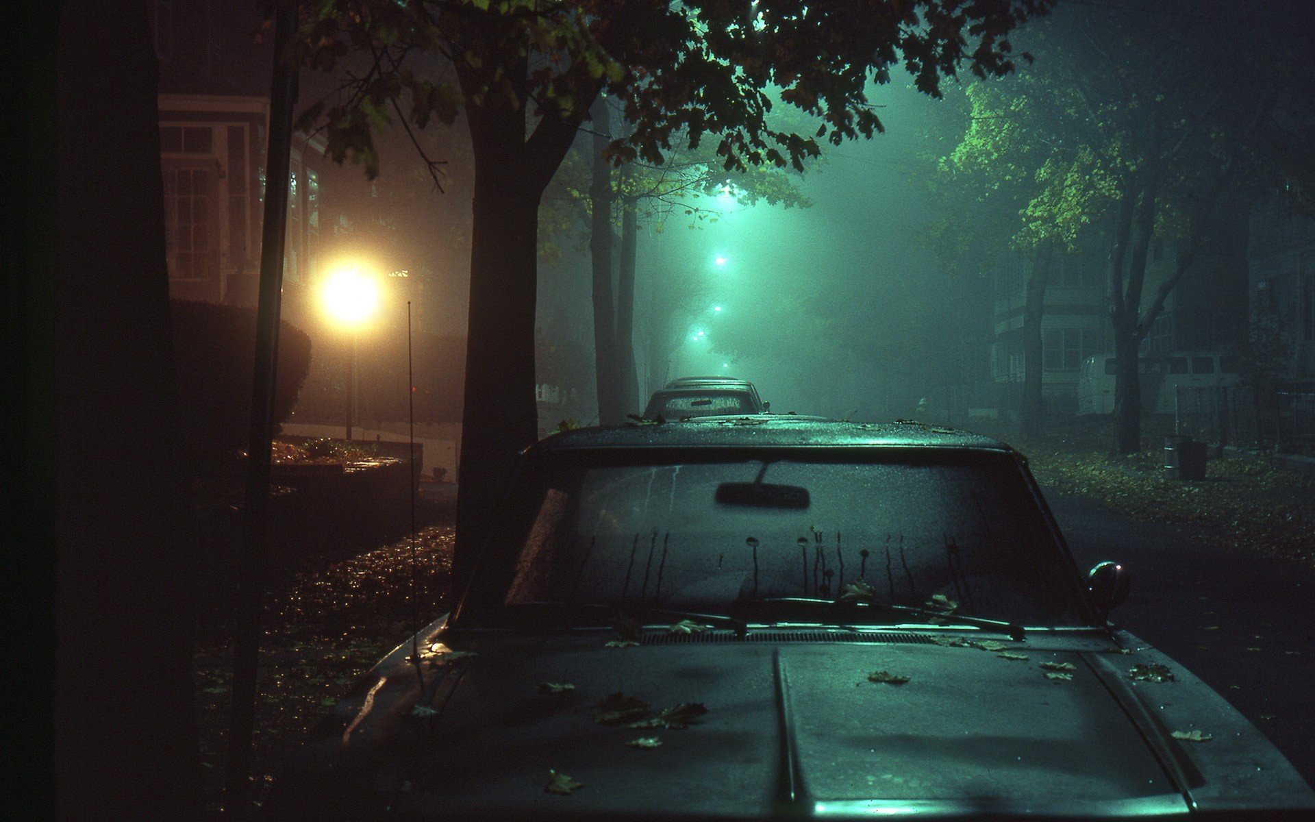 night, Lights, Mist, Car, Street Wallpaper