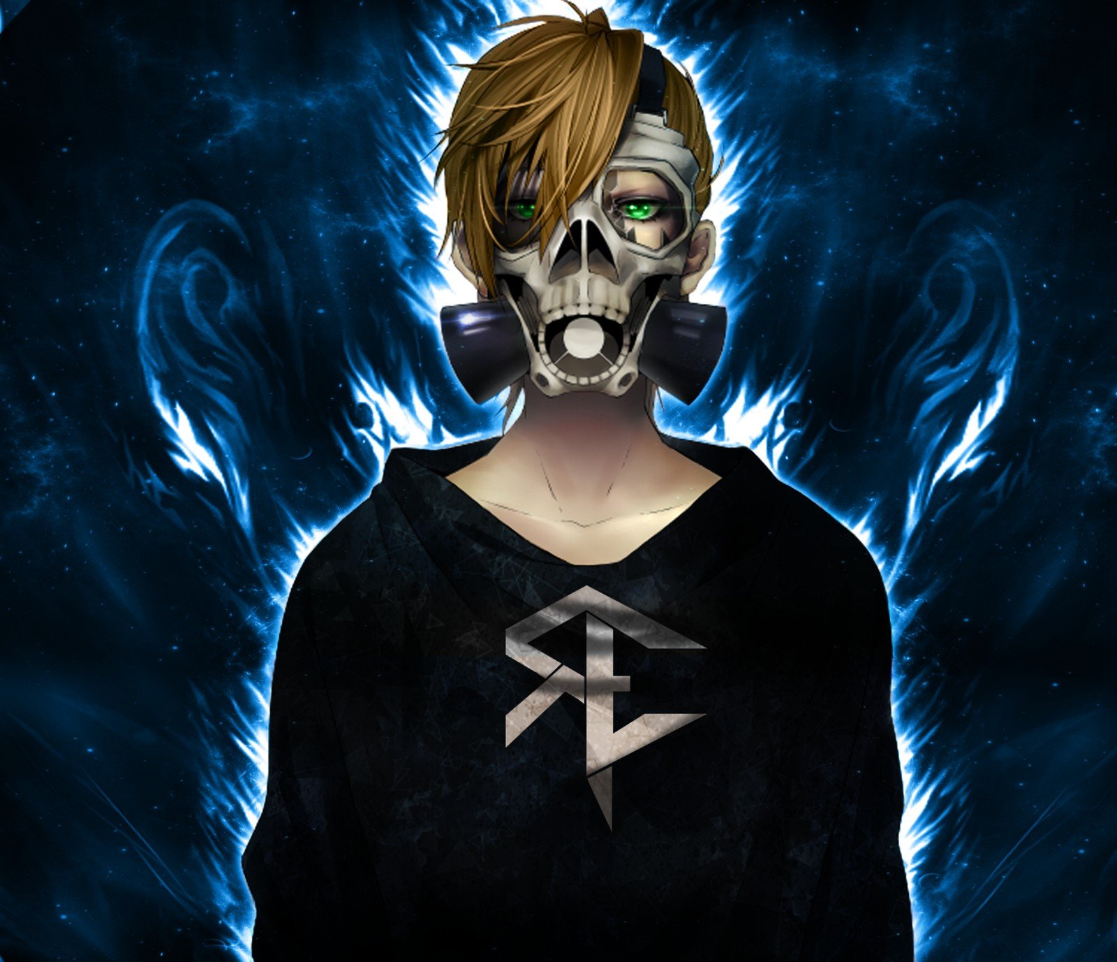 blonde, Gas masks, Anime, Skull, Fire, Reinelex HD ...