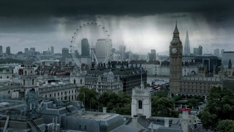 London, City, Cityscape, Rain, Clouds, UK, The Shard HD Wallpaper Desktop Background