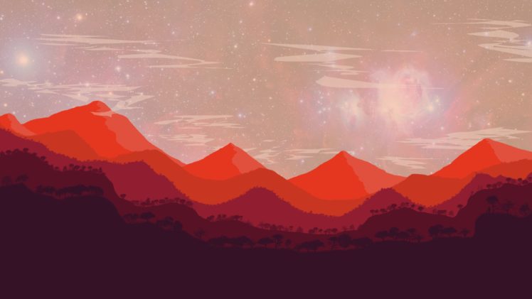 landscape, Abstract, Red, Mountains, Photoshop, Space HD Wallpaper Desktop Background