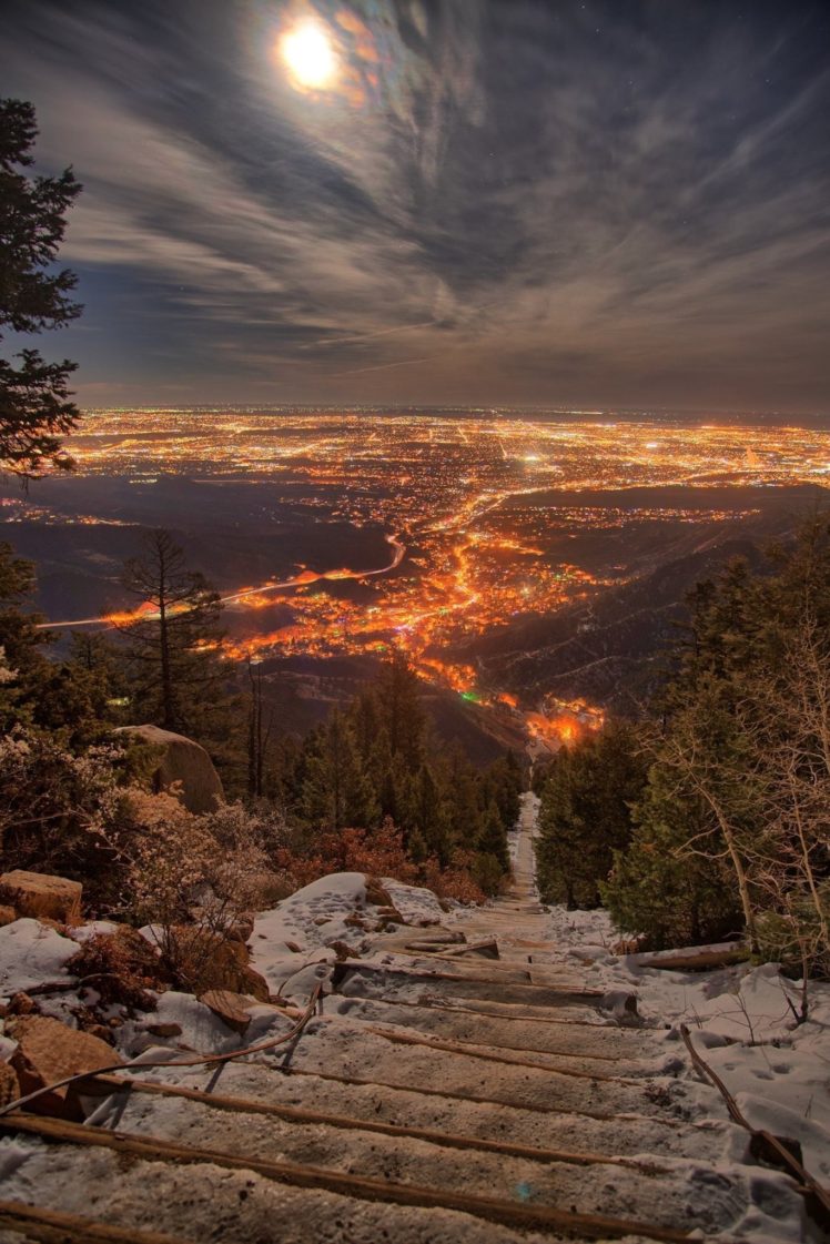 nature, Landscape, Clouds, Portrait display, Colorado, Cityscape, USA, City  lights, Trees, Evening, Forest, Stairs HD Wallpapers / Desktop and Mobile  Images & Photos