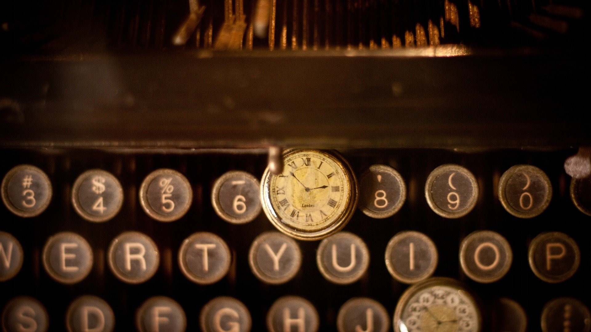 typewriters, Vintage, Sepia, Letter, Numbers, Keyboards, Watch, Pocket watch Wallpaper