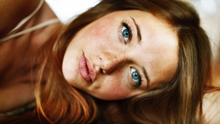 Lindsay Hansen, Redhead, Blue eyes, Model, Freckles HD Wallpaper Desktop Background