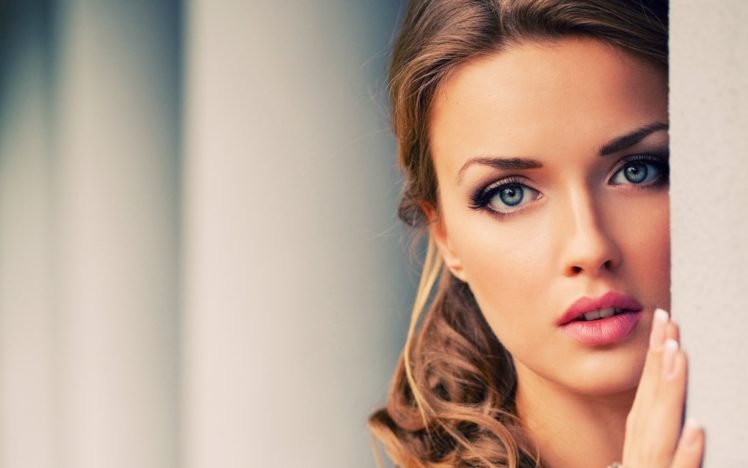 women, Model, Face, Brunette, Blue eyes HD Wallpaper Desktop Background