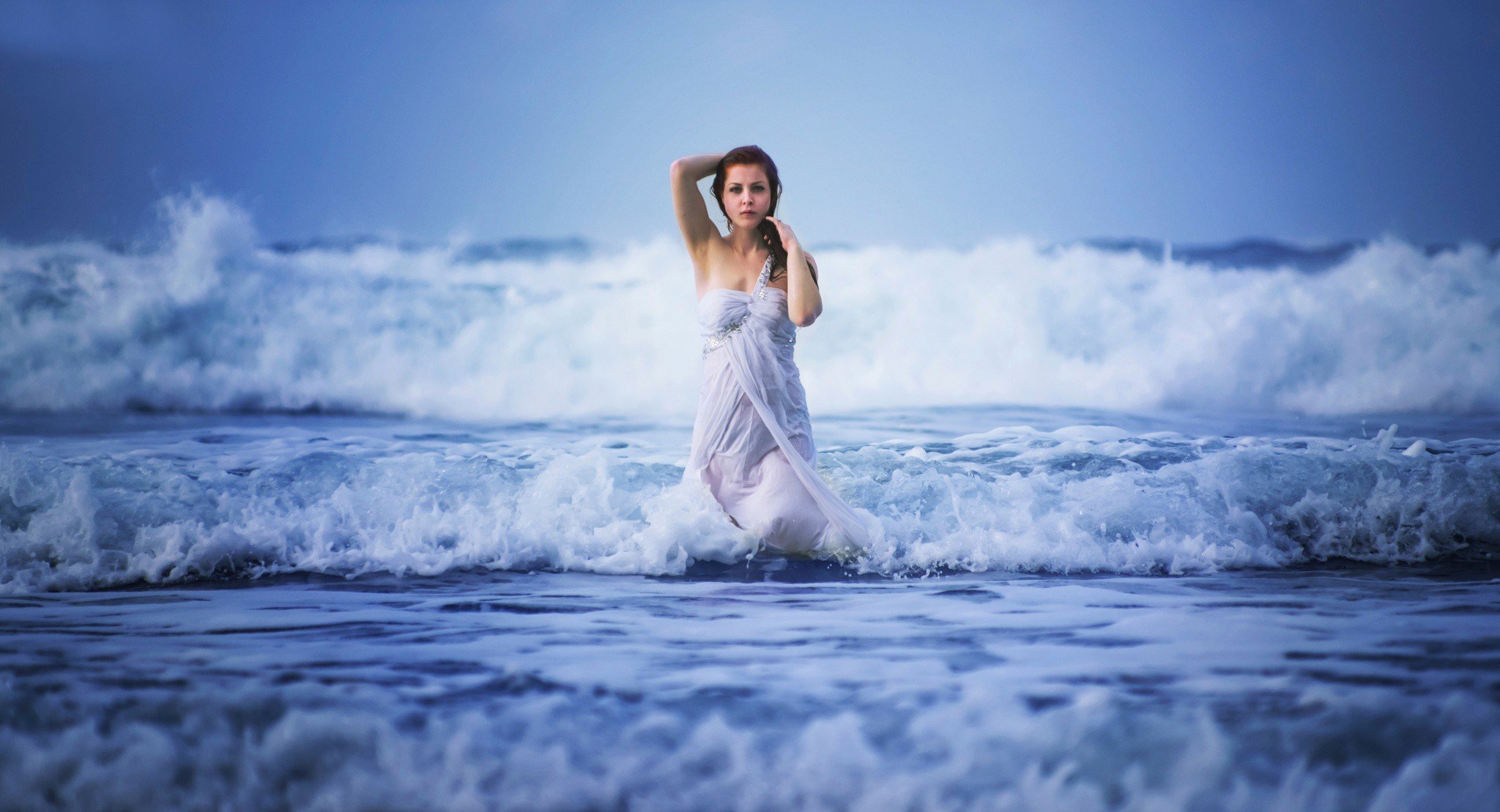 Women Sea Waves Wet Dress Women Outdoors Nature Water Hd Wallpapers Desktop And Mobile 