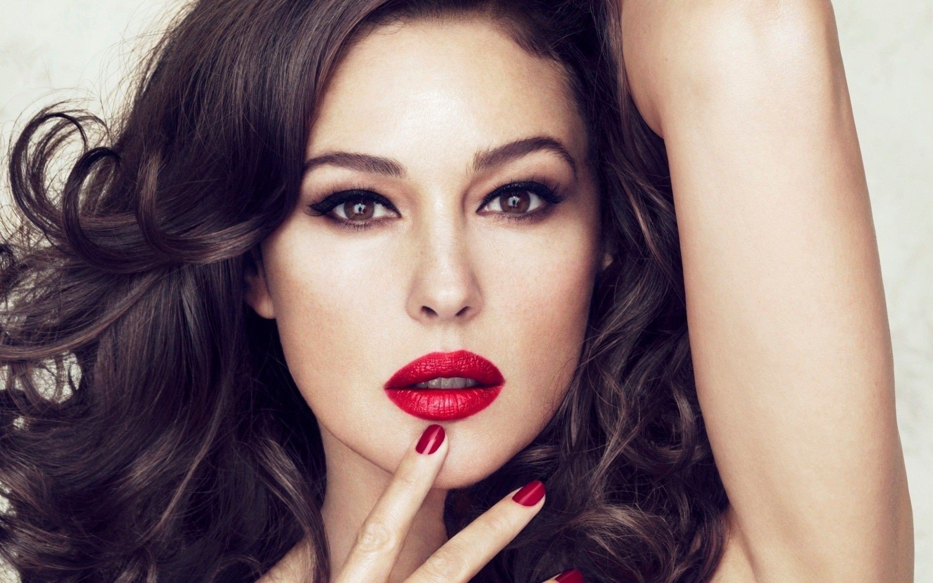 Monica Bellucci, Red lipstick, Lipstick, Women, Model, Brunette Wallpaper