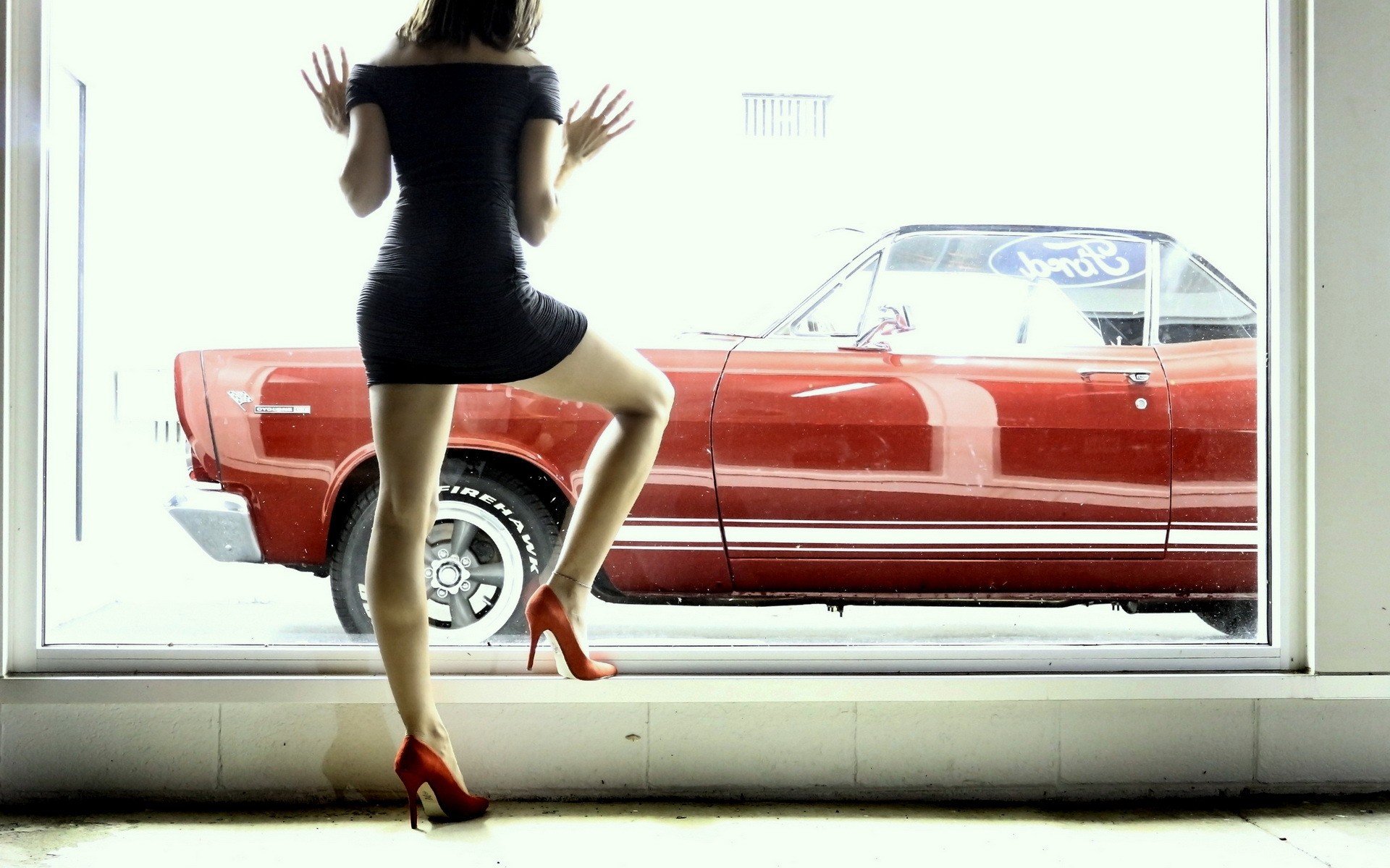 women, Model, Car, Vehicle, High heels, Legs Wallpaper