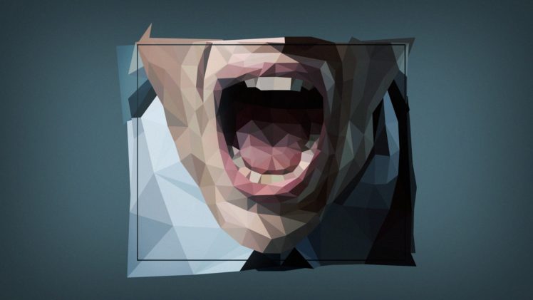 low poly, Digital art, Simple, Face, Open mouth HD Wallpaper Desktop Background