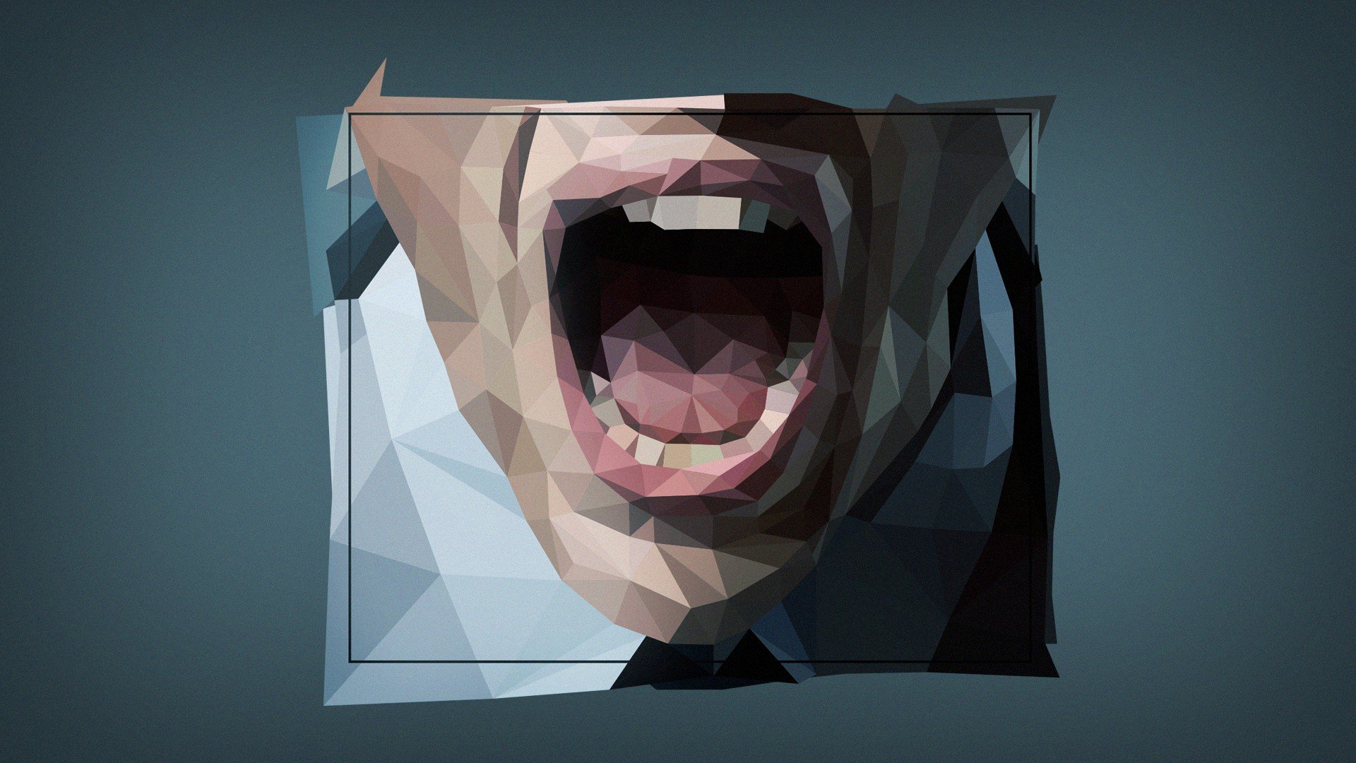low poly, Digital art, Simple, Face, Open mouth Wallpaper