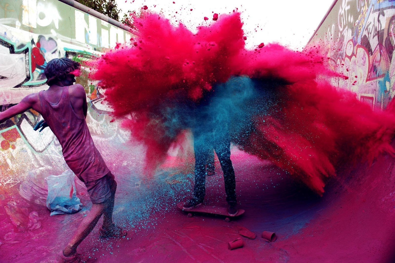 Holi, Powder, Colorful, India, Skateboarding Wallpaper