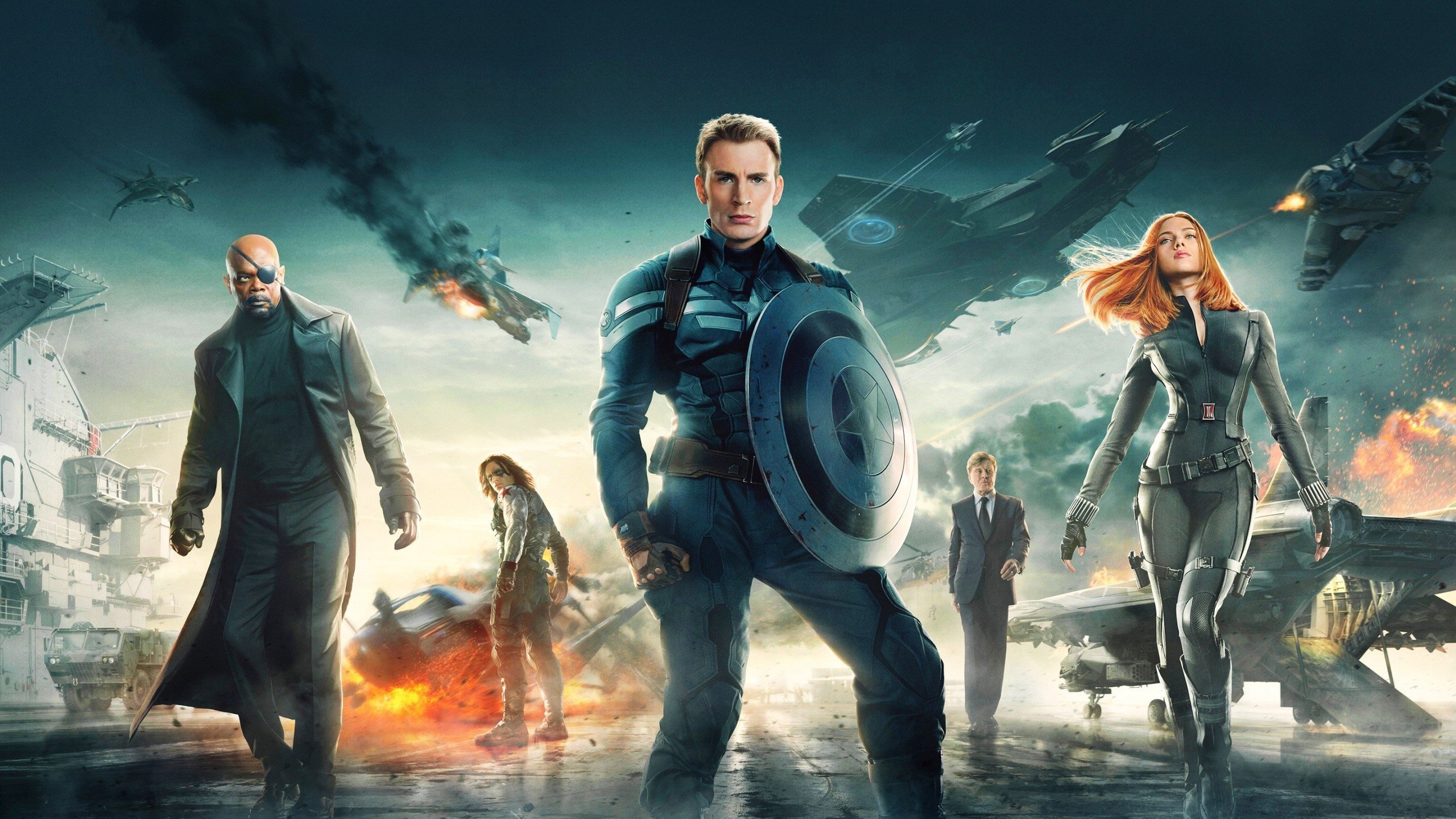 Captain America: The Winter Soldier, Chris Evans, Scarlett Johansson, Samuel L. Jackson, Nick Fury, Black Widow, Bucky Barnes, Steve Rogers Wallpaper