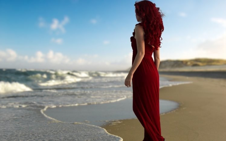 red dress, Redhead HD Wallpaper Desktop Background