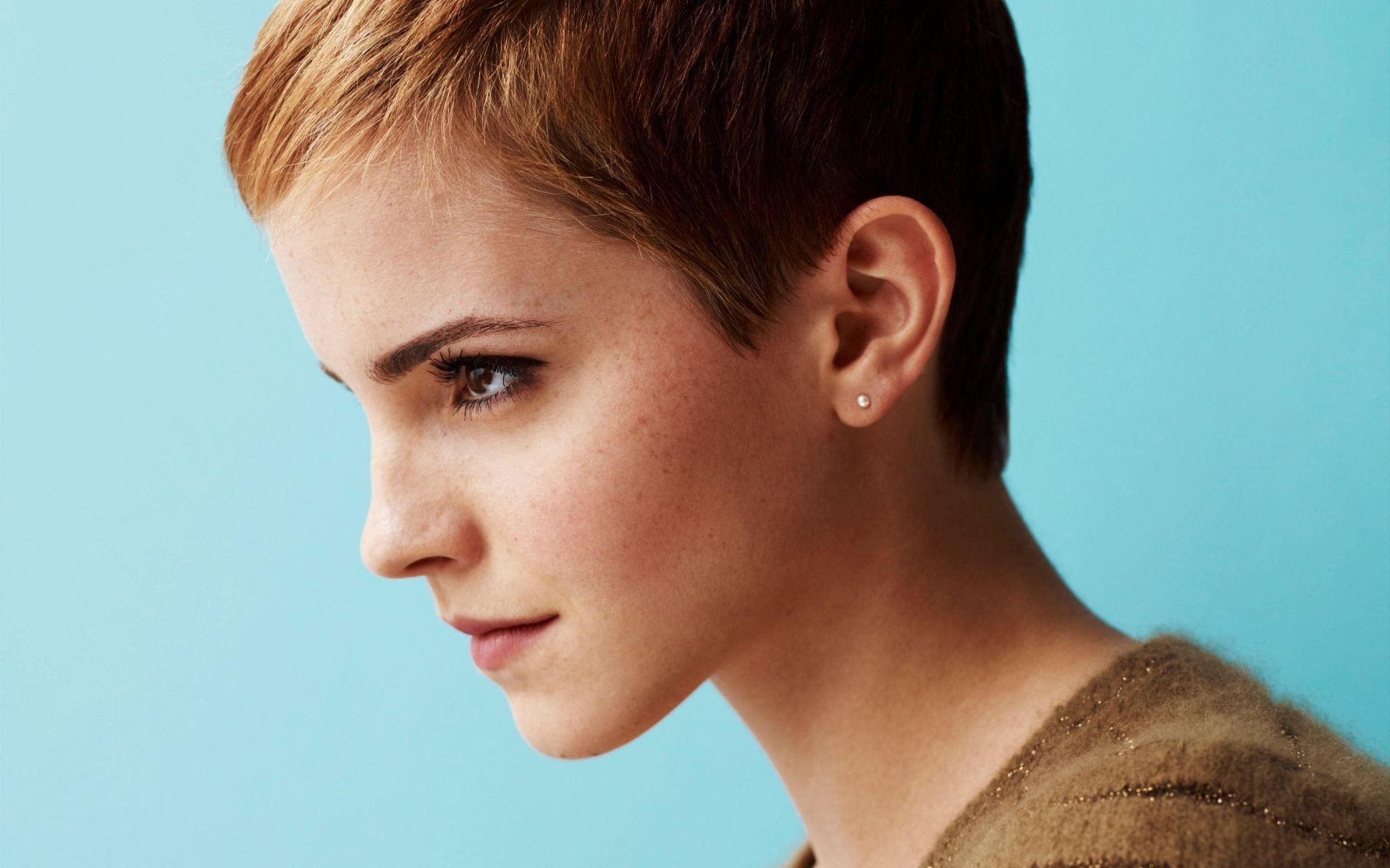 Emma Watson, Women, Actress, Face, Short hair, Freckles HD 