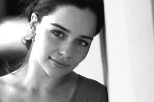 Emilia Clarke, Monochrome, Women, Actress, Face, Brunette