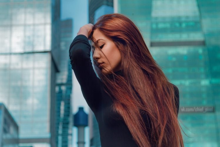 women, Model, Redhead, Eyeliner, Women outdoors, Long hair HD Wallpaper Desktop Background