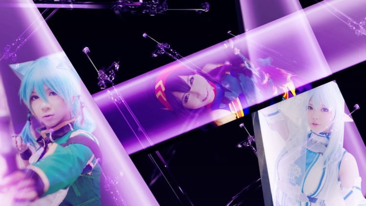 Sword Art Online, Asada Shino, Yuuki Asuna, Konno Yuuki, Cosplay HD Wallpaper Desktop Background