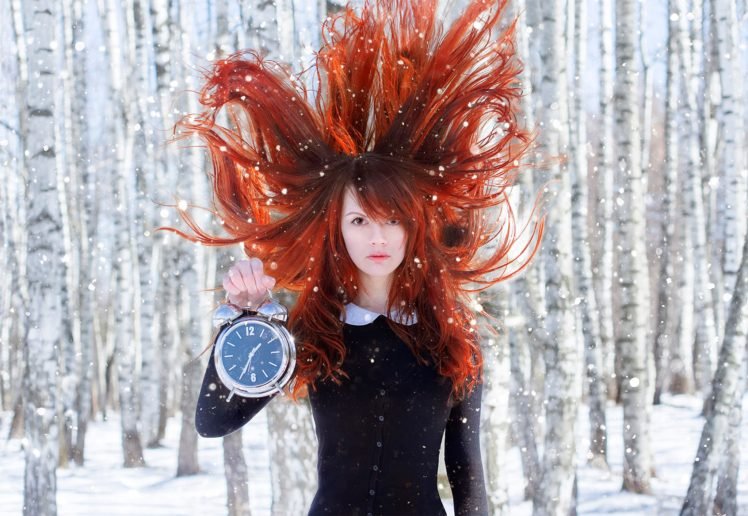 redhead, Model, Women outdoors, Trees, Forest, Birch HD Wallpaper Desktop Background