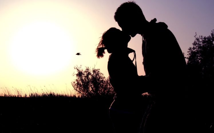 kissing, Couple, Silhouette HD Wallpaper Desktop Background