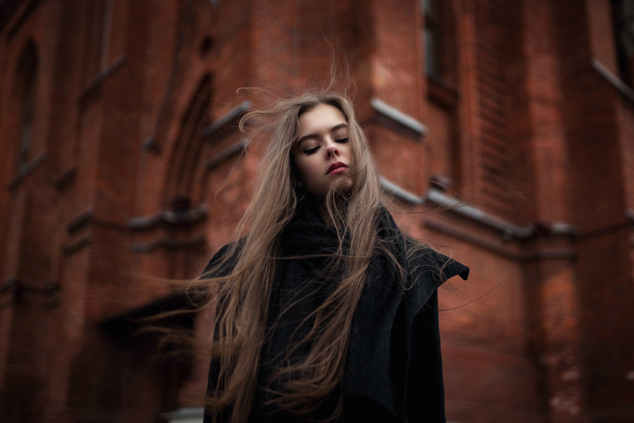 women, Brunette, Model, Windy, Ekaterina Kuznetsova Wallpaper