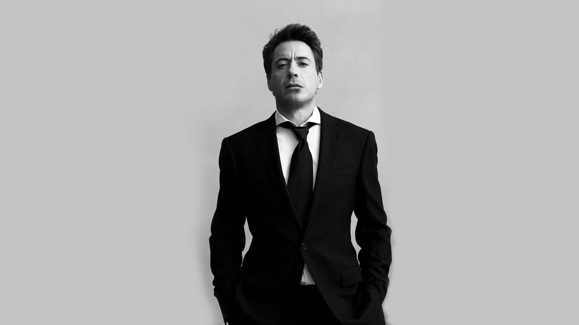 men, Robert Downey Jr., Monochrome, Suits, Tie Wallpaper