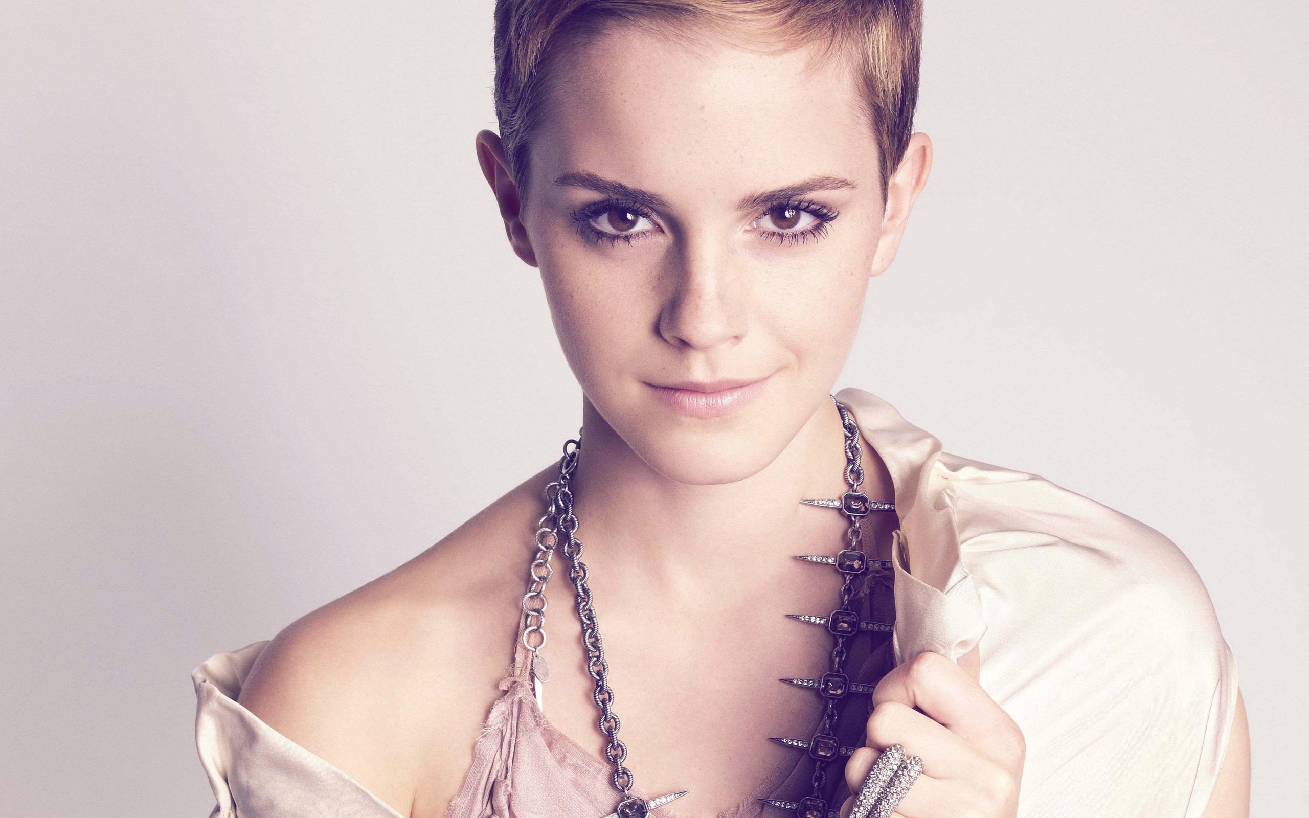 women, Emma Watson, Short hair, Face Wallpaper