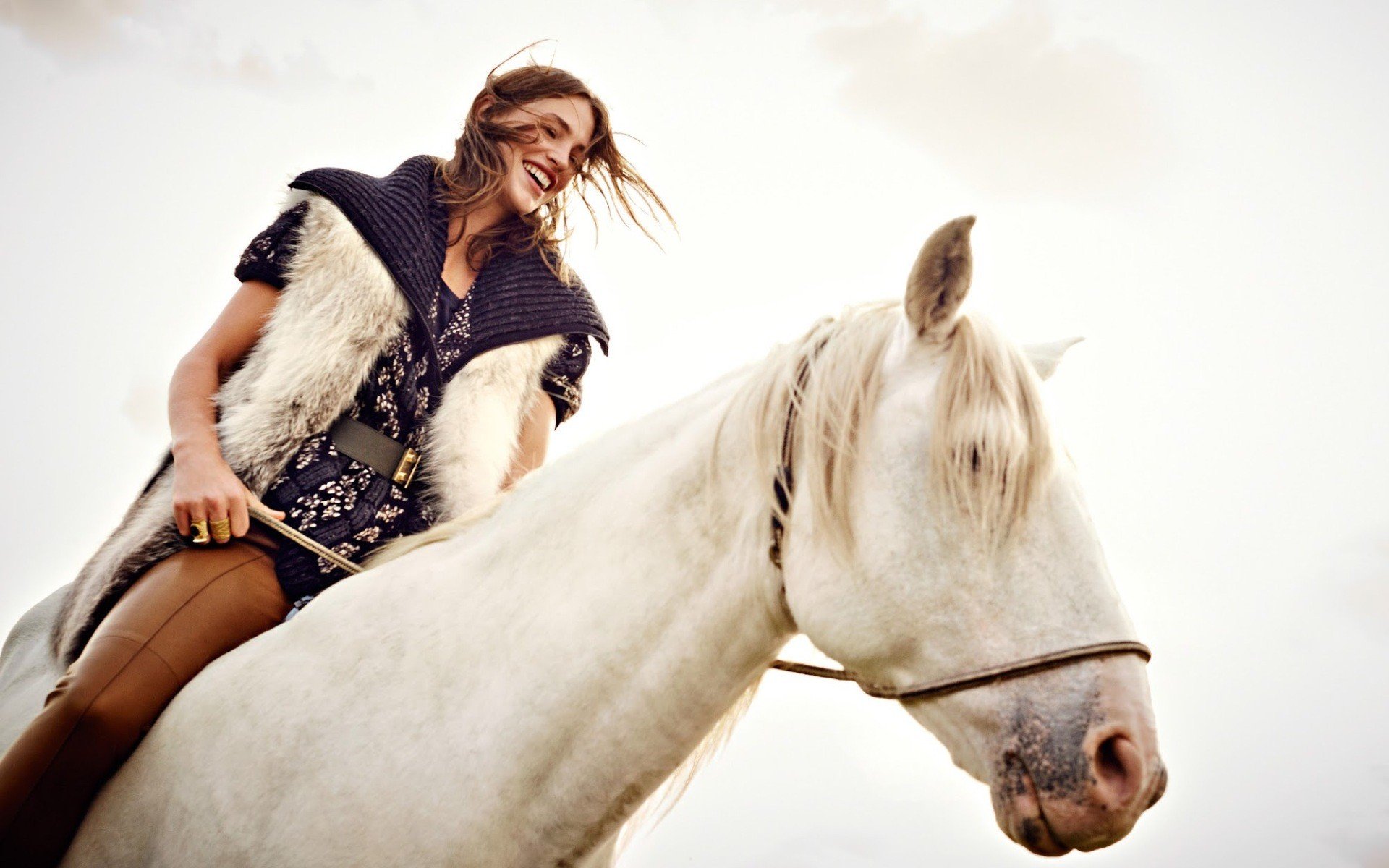 Crista Cober, Model, Women, Auburn hair, Horse Wallpaper