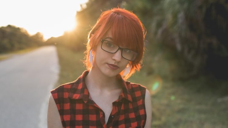 redhead, Tuxie Suicide, Plaid, Glasses, Suicide Girls HD Wallpaper Desktop Background